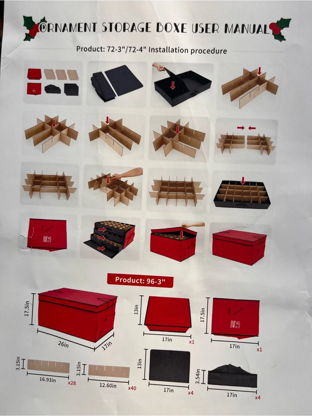 Holiday Ornament Storage Organizer – Red
